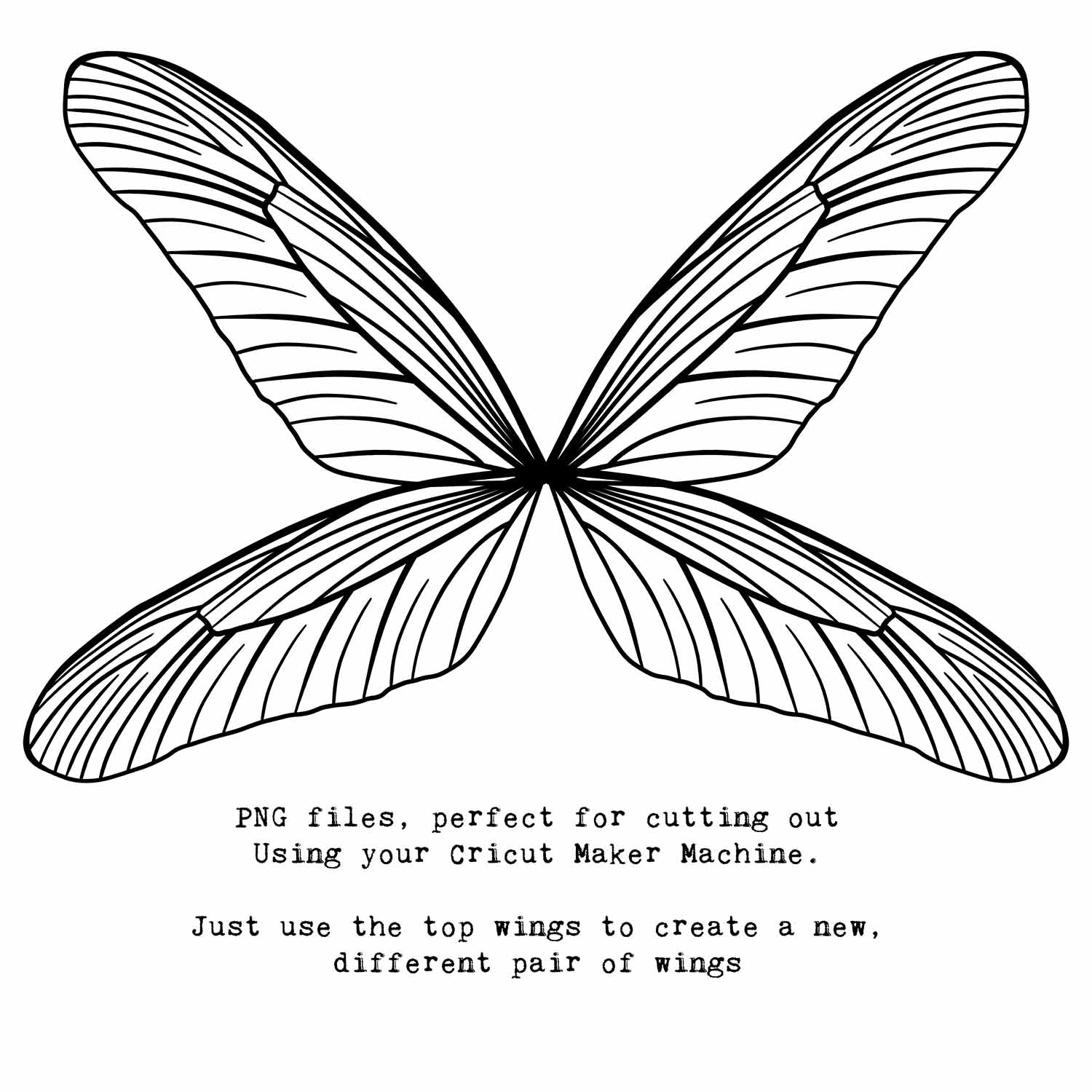 SVG & PNG Fairy Wing files for Cricut or Silhouette Cameo Cutting Machine. To create wearable fairy wings, in adult or children sizes.  Use this clipart design for Halloween Costumes, Fantasy or Cosplay or photography. These are Individual Wing Pieces, for you to cut and assemble. This is a digital product.